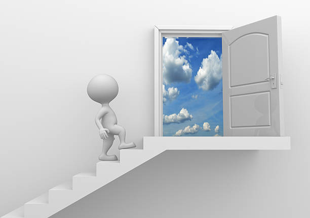 treppen zum himmel - opportunity door new cloud stock-fotos und bilder