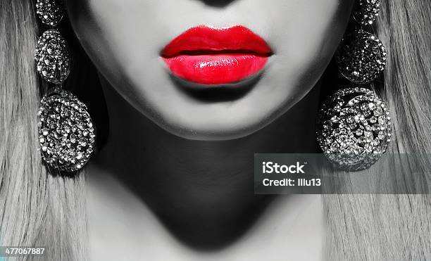 Pretty Woman With Red Lips Stock Photo - Download Image Now - One Woman  Only, Women, Red Lipstick - iStock