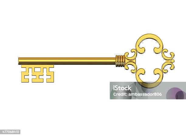 Golden Key Stock Photo - Download Image Now - 2015, Ancient, Brass