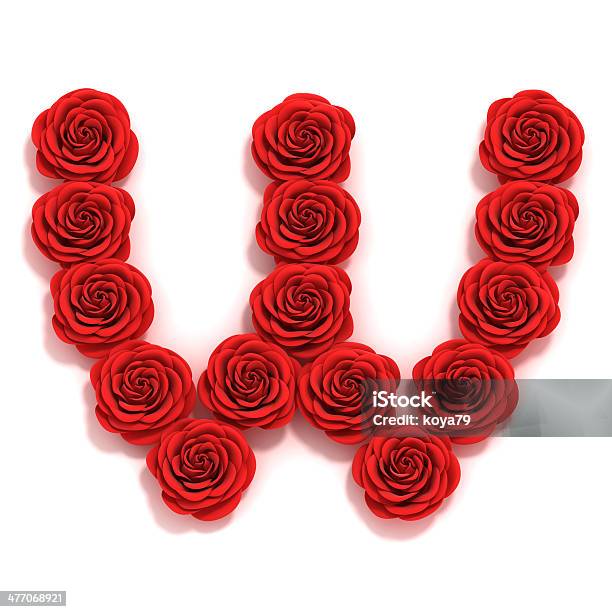Rose Font Letter W Stock Photo - Download Image Now - Alphabet, Beauty, Blossom