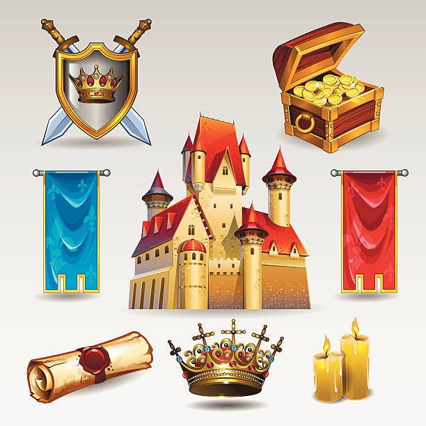 castle set - the ramparts stock-grafiken, -clipart, -cartoons und -symbole
