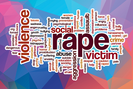 Rape word cloud concept with abstract background