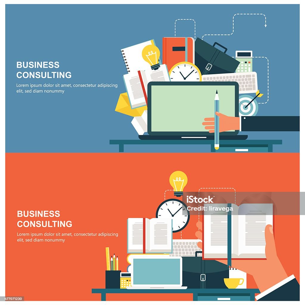 Concepts for web banners and promotions. Flat design concepts for business consulting 2015 stock vector