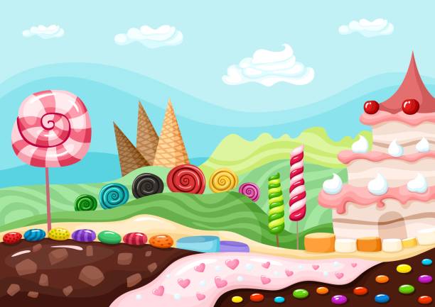 ilustrações de stock, clip art, desenhos animados e ícones de doces lanscape - hard candy candy pink wrapping paper