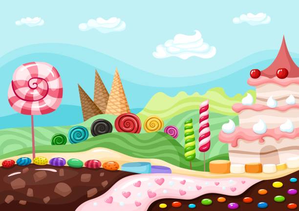 sweets lanscape vector art illustration