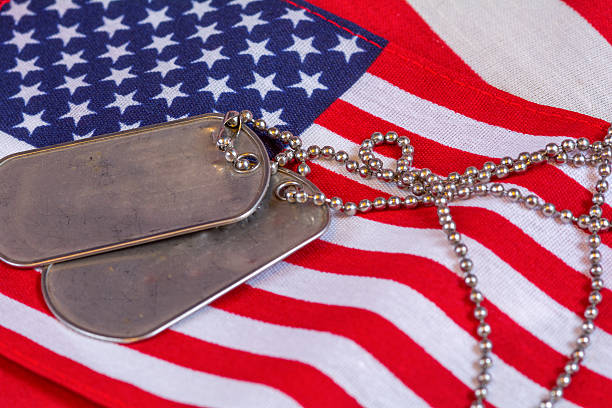 istock Dog Tags on American flag 477077344