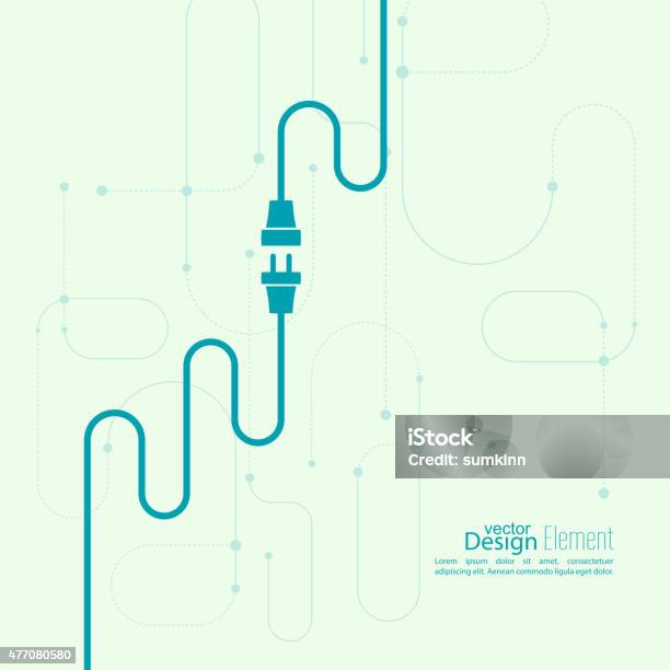 Ilustración de Fondo Abstracto Con De Conector Macho Y Conector Hembra De Cable y más Vectores Libres de Derechos de Enchufe