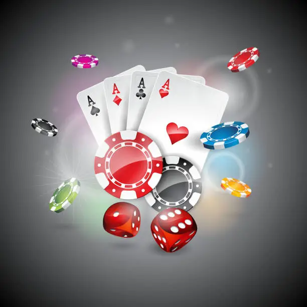 Vector illustration of illustration on a casino theme with color playing chips