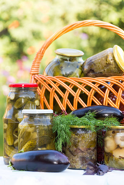 istock Home canning, canned vegetables outdoors 477083137