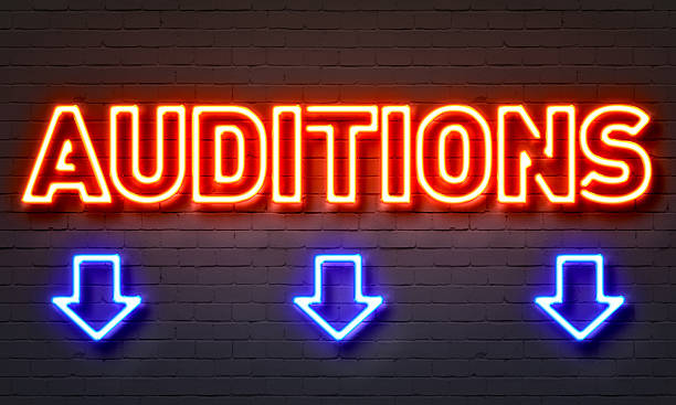 Auditions neon sign stock photo