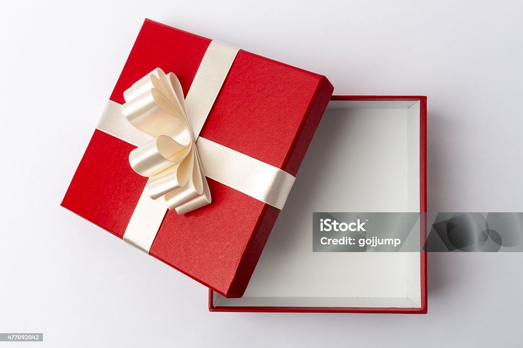 Abrir la caja de regalo-Vista superior - Foto de stock de Abrir libre de derechos