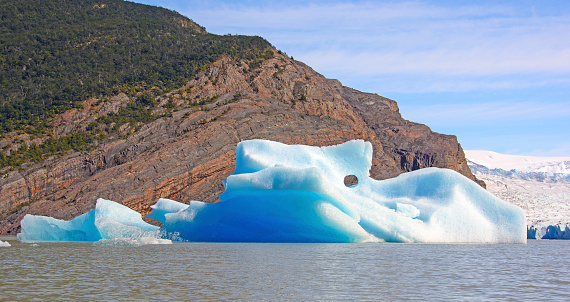 Colorful Iceberg by the Grey Glacier in Torres del Paine, National Park in Patagonian Chile