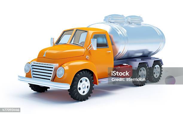 Cartoon Tanker Truck Stock Photo - Download Image Now - Fuel Truck, Orange Color, 2015