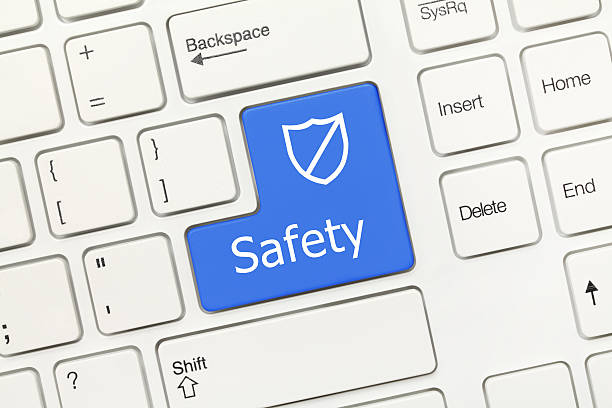istock White conceptual keyboard - Safety (blue key with shield) 477100058