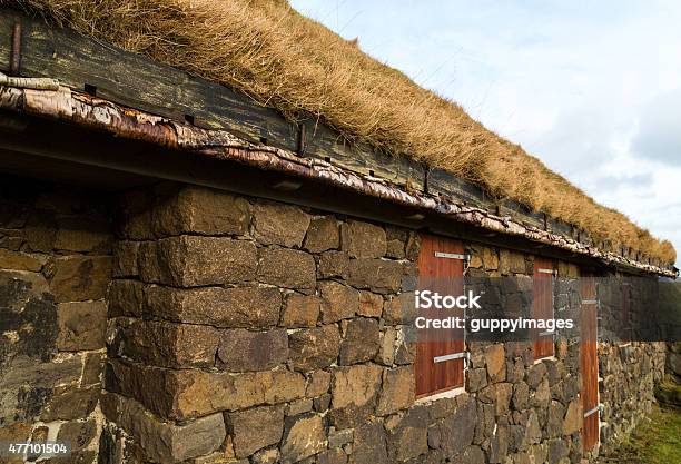 Typical Rural Building With Natural Grass Roof And Silver Birch Stock Photo - Download Image Now