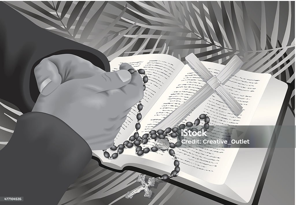 Hands Rosary Bible 2011 stock vector