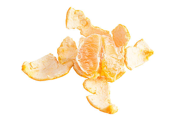 istock Orange posed on a orange peel against white background 477104900