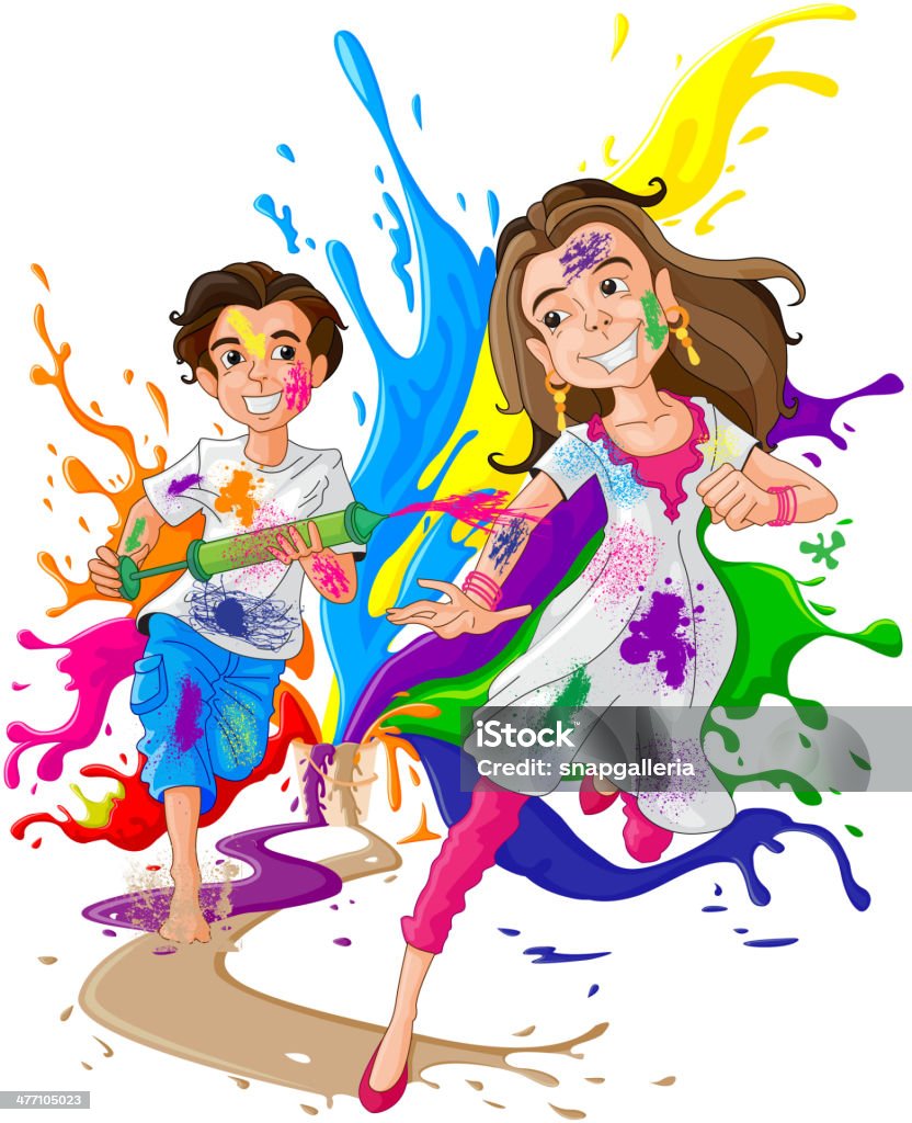 Kids enjoying Holi easy to edit vector illustration of kids enjoying Holi Holi stock vector