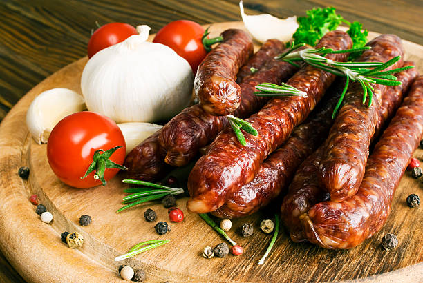 istock Smoked sausage with rosemary and peppercorns 477108515