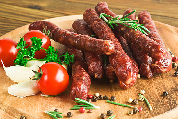 istock Smoked sausage with rosemary and peppercorns 477108547