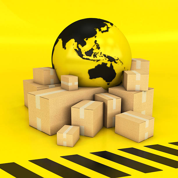 istock Earth and boxes in black and yellow 477110080