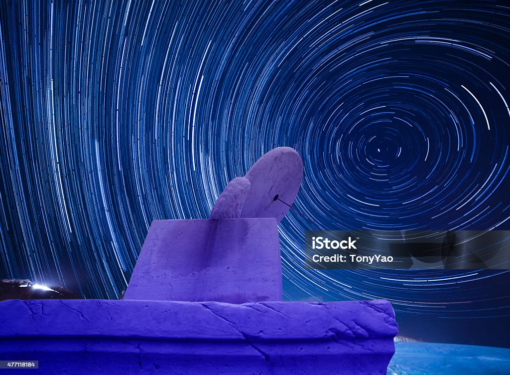 China Sundial on the background of startrails China Sundial on the background of startrails,beijing 2015 Stock Photo