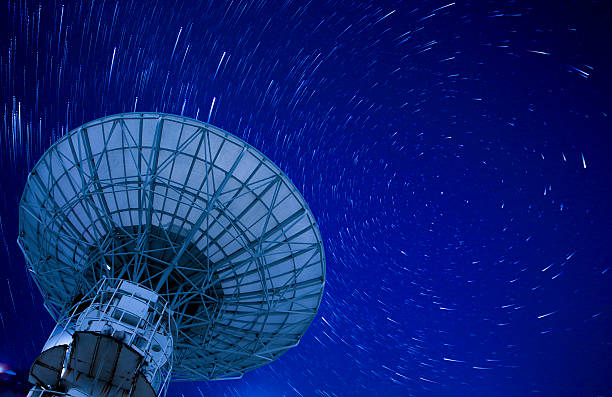 istock Satellite Antenna with beautiful startrail in blue sky 477118204