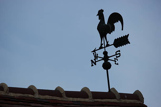 istock Rooster-Shaped Weather Vane on a Roof 477119725