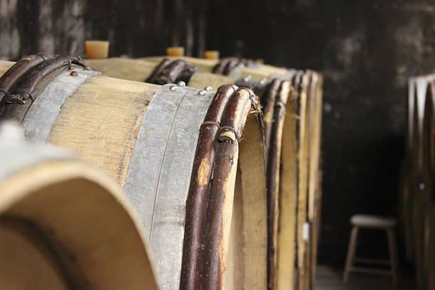 istock Weathered Wine Barrels in a Cellar 477119799