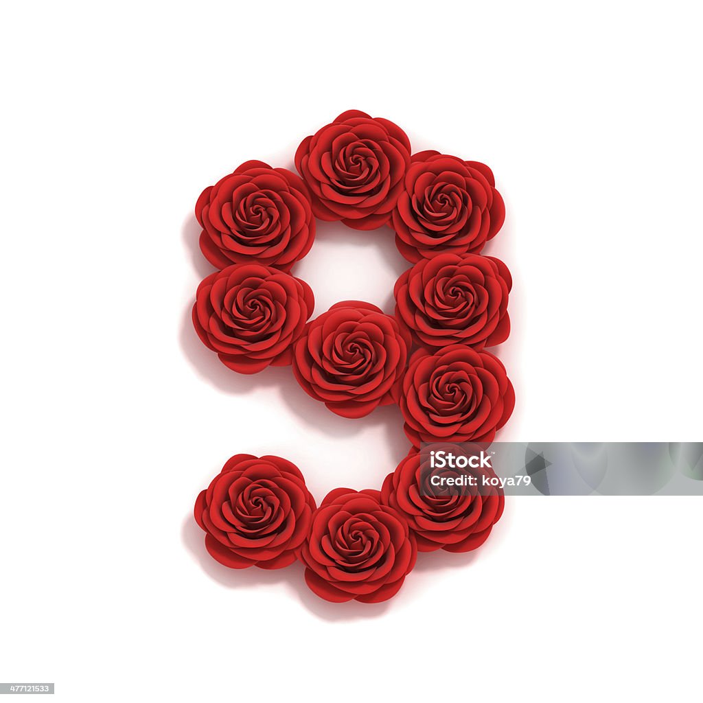 Rose Font Number 9 Stock Photo - Download Image Now - Abstract ...