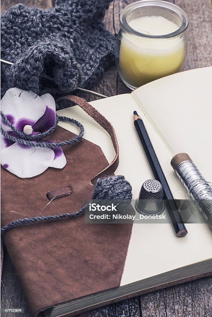 Paisagem com ferramentas para costura atividades - Foto de stock de Agulha royalty-free