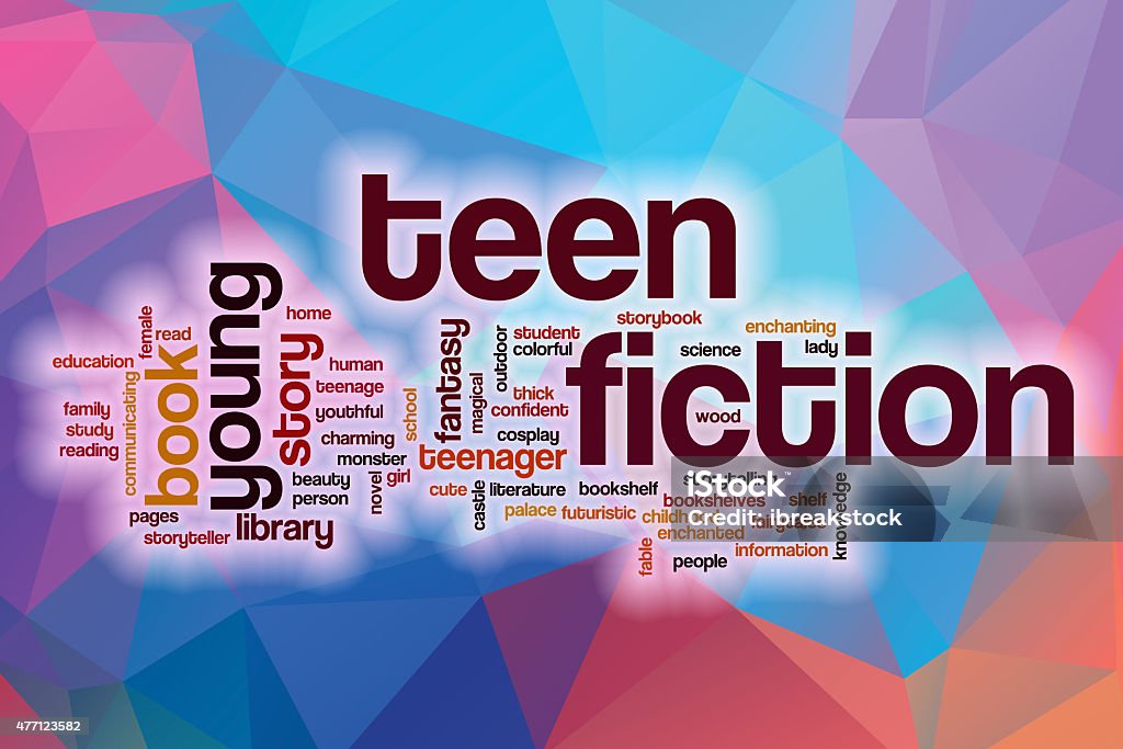 Teen fiction word cloud with abstract background Teem fiction word cloud concept with abstract background 2015 Stock Photo