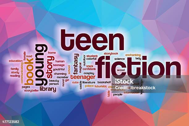 Teen Fiction Word Cloud With Abstract Background Stock Photo - Download Image Now - 2015, Adult, Book
