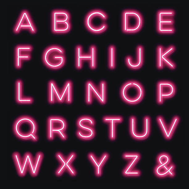 illustrations, cliparts, dessins animés et icônes de vecteur des lettres de l'alphabet néon rose - message écrit et lettre de lalphabet illustrations