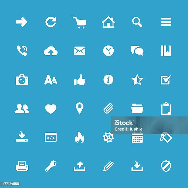 Ui Basics Vector Icons Stock Illustration - Download Image Now - Paper Clip, 2015, Alphabet