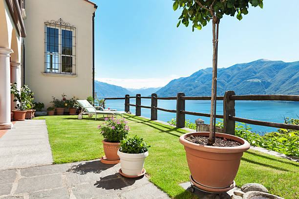 istock white with garden, outdoors 477126684