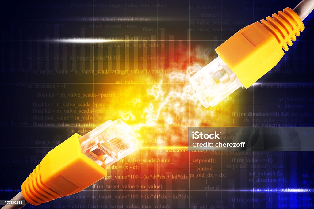 Computer Cables Yellow Connector Two Yellow Computer Cables Stock Photo - Download Image Now - Two ...