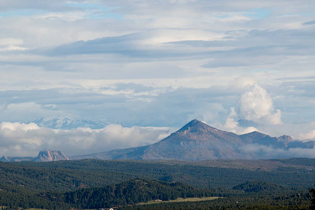 Storm clouds are brewing early in the morning along the eastern slopes of the Mosquito Range Mountains in Colorado.