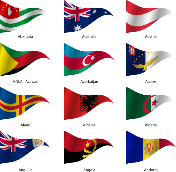 zestaw flagi świata suwerennych członkowskich - abkhazian flag stock illustrations