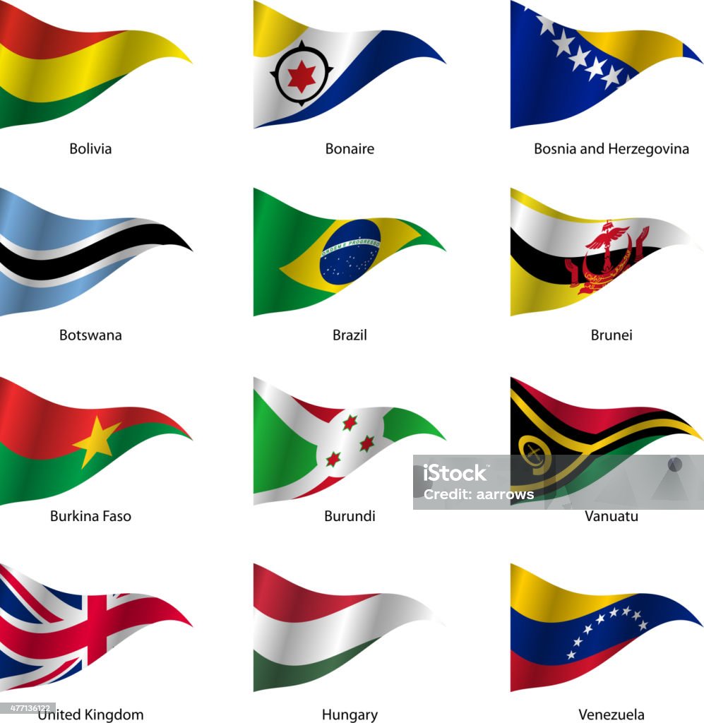 Set  Flags of world sovereign states. Set  Flags of world sovereign states triangular shaped. Vector illustration. 2015 stock vector
