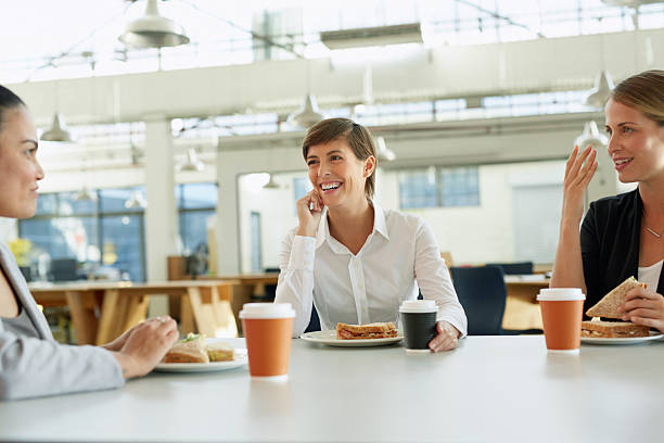 istock Awesome coworkers, great food 477136982