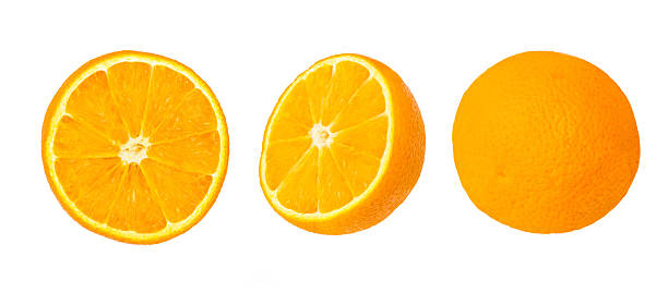 istock Slice of  orange three side,  on white background 477139346