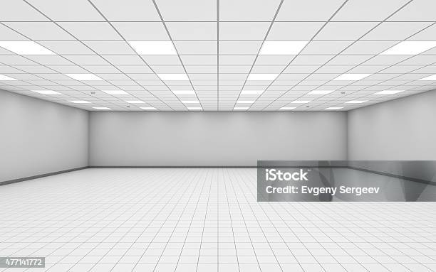 Wide Empty Office Room Interior With White Walls 3 D Stock Photo - Download Image Now