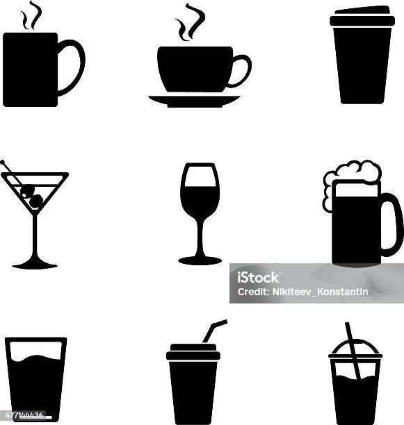 Vector Set Of Drinks Icons Stock Illustration - Download Image Now - Icon Symbol, Drink, Drinking Glass