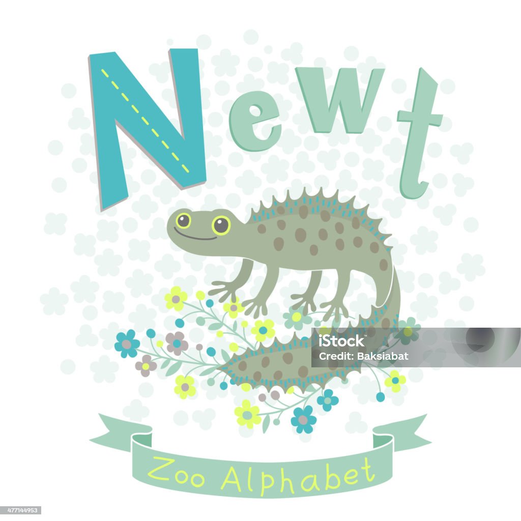 Letter N - Newt Letter N - Newt. Alphabet with cute animals. Vector illustration. Alphabet stock vector