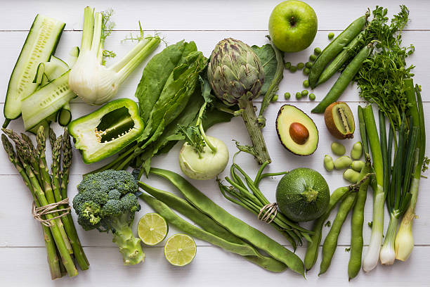 istock Collection of green fruit and vegetable ingredients 477148666
