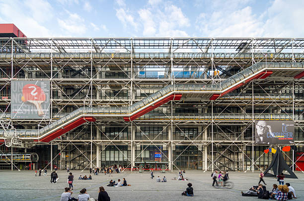 People visit Centre of Georges Pompidou in Paris Paris, France - May 14, 2015: People visit Centre of Georges Pompidou on May 14, 2015 in Paris, France. The Centre of Georges Pompidou is one of the most famous museums of the modern art in the world. pompidou center stock pictures, royalty-free photos & images