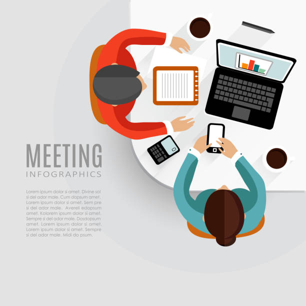 Concept of business meeting, brainstorming, teamwork, vector Concept of business meeting, brainstorming, teamwork, flat design, vector background business meeting stock illustrations