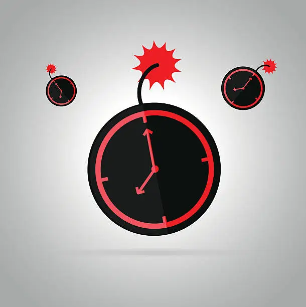 Vector illustration of Bomb deadline work time.