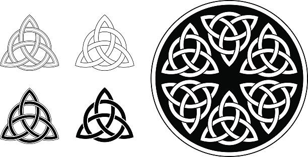 illustrazioni stock, clip art, cartoni animati e icone di tendenza di trinity celtico triquetra decorazione/(infinity nodo variazione n ° 2 - croce celtica immagine